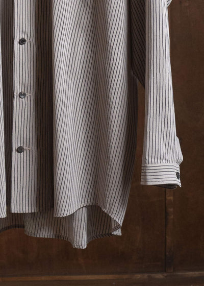 JAN-JAN VAN ESSCHE SHIRT#100 LOOSE DRESS SHIRT WITH CENTER BACK PLEAT Crepe Co Shirting | Madder Beige