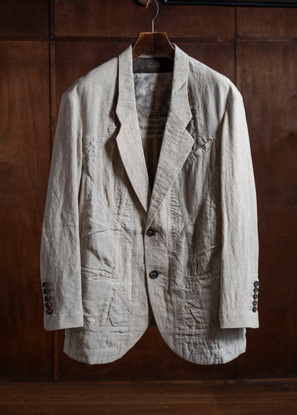 ZIGGY CHEN 0M2510914 Hidden Patchwork 2 Button Jacket LIGHT GRAY