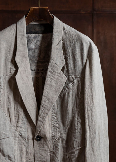 ZIGGY CHEN 0M2510914 Hidden Patchwork 2 Button Jacket LIGHT GRAY