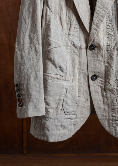 ZIGGY CHEN 0M2510914 Hidden Patchwork 2 Button Jacket LIGHT GRAY