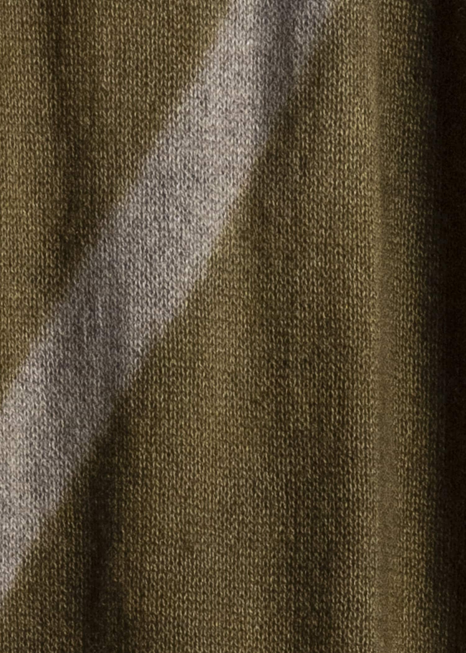 SUZUSAN 0024K-525 Cashmere Knit Shawl itajime shibori X 4865 Olive - Light Coffee