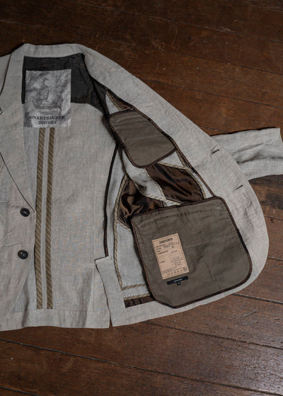 ZIGGY CHEN 0M2510914 Hidden Patchwork 2 Button Jacket LIGHT GRAY