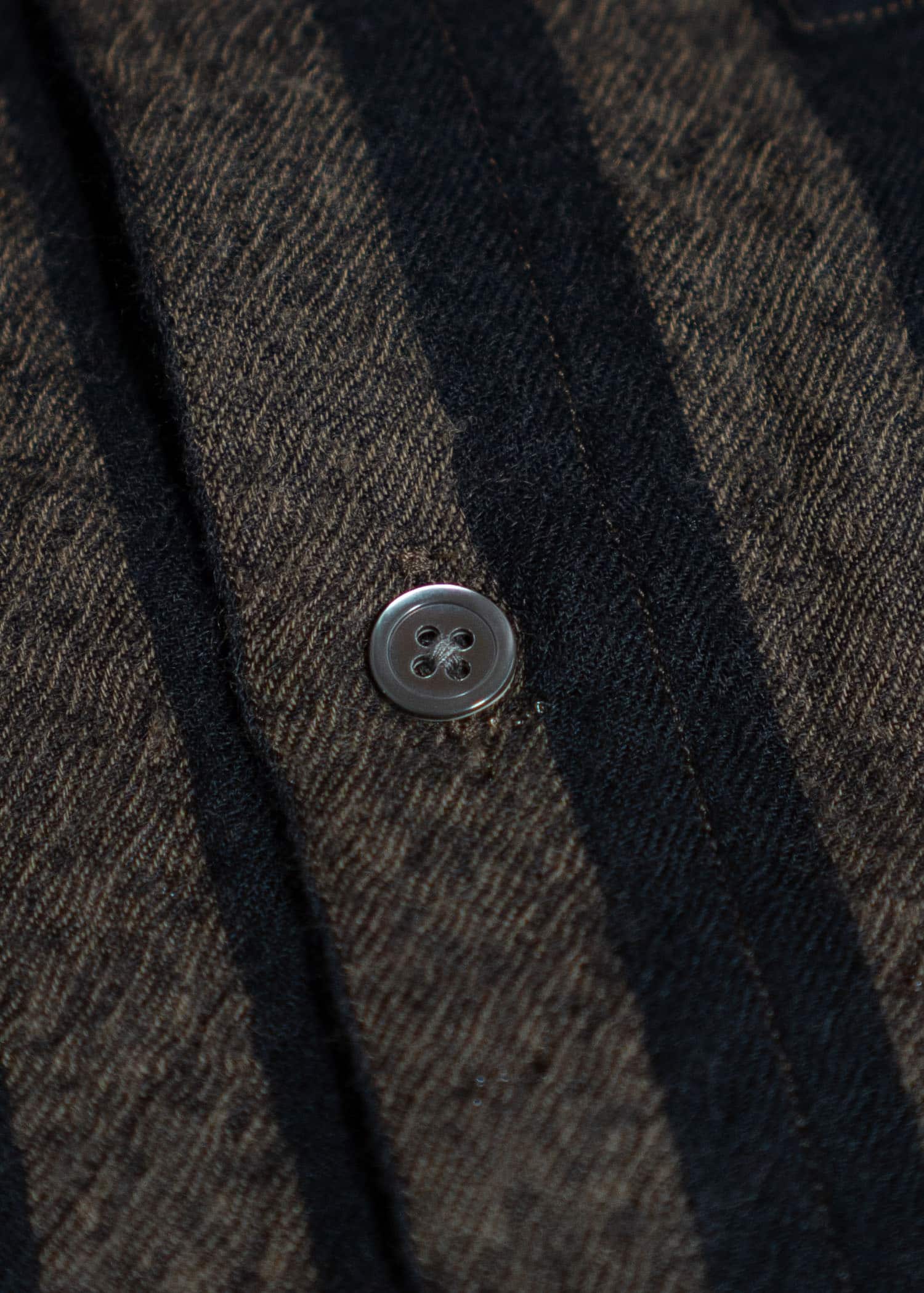 ITOH Band Collar Shirt Dark Brown Stripes IT.024.15.130