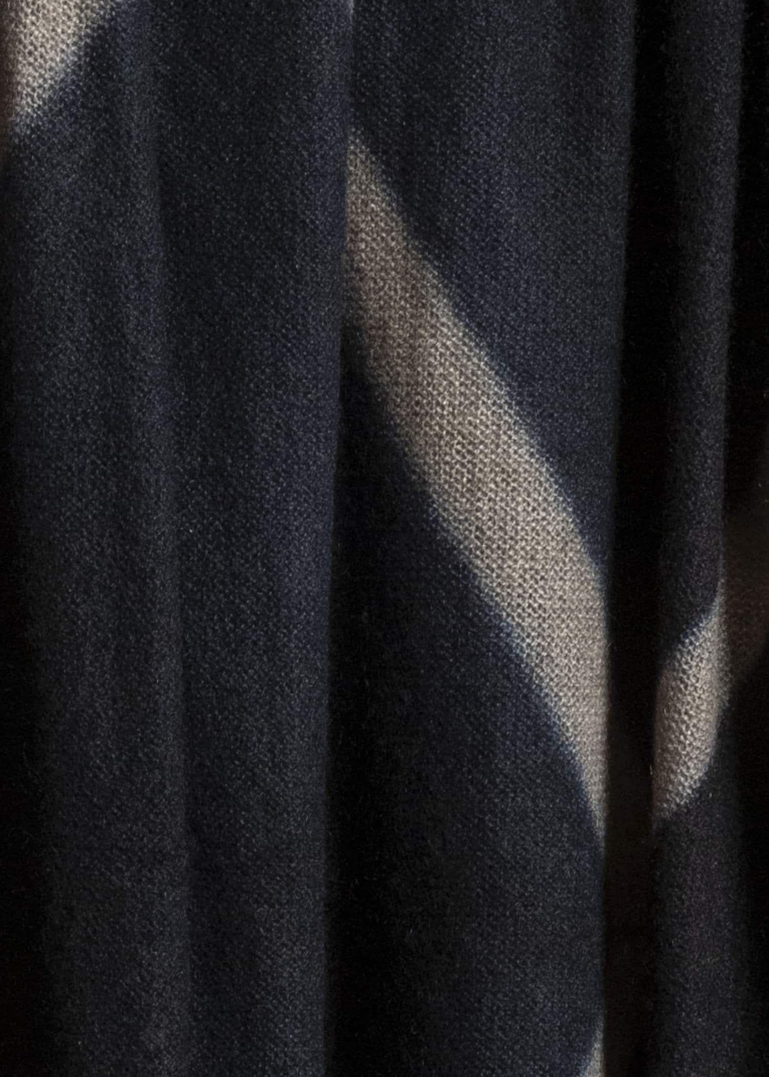 SUZUSAN 0024K-525 Cashmere Knit Shawl itajime shibori X 1065 Black - Light Coffee