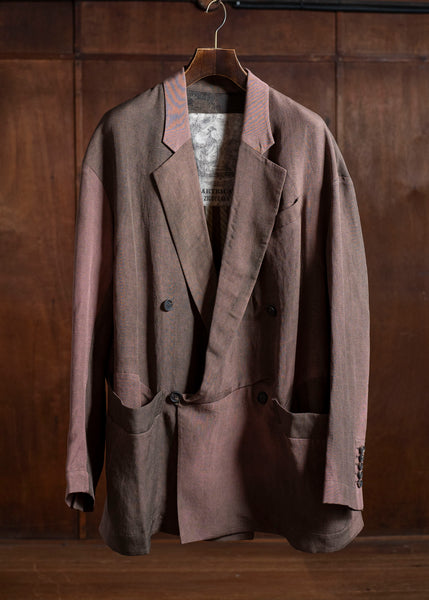 ZIGGY CHEN 0M2510913 Double Breasted Long Jacket MAUVE BROWN