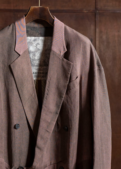 ZIGGY CHEN 0M2510913 Double Breasted Long Jacket MAUVE BROWN
