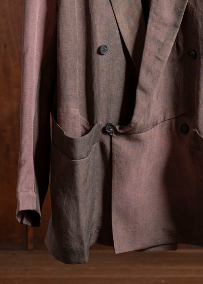 ZIGGY CHEN 0M2510913 Double Breasted Long Jacket MAUVE BROWN