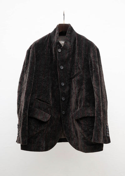 ZIGGY CHEN VELVETEEN STAND COLLAR BLAZER