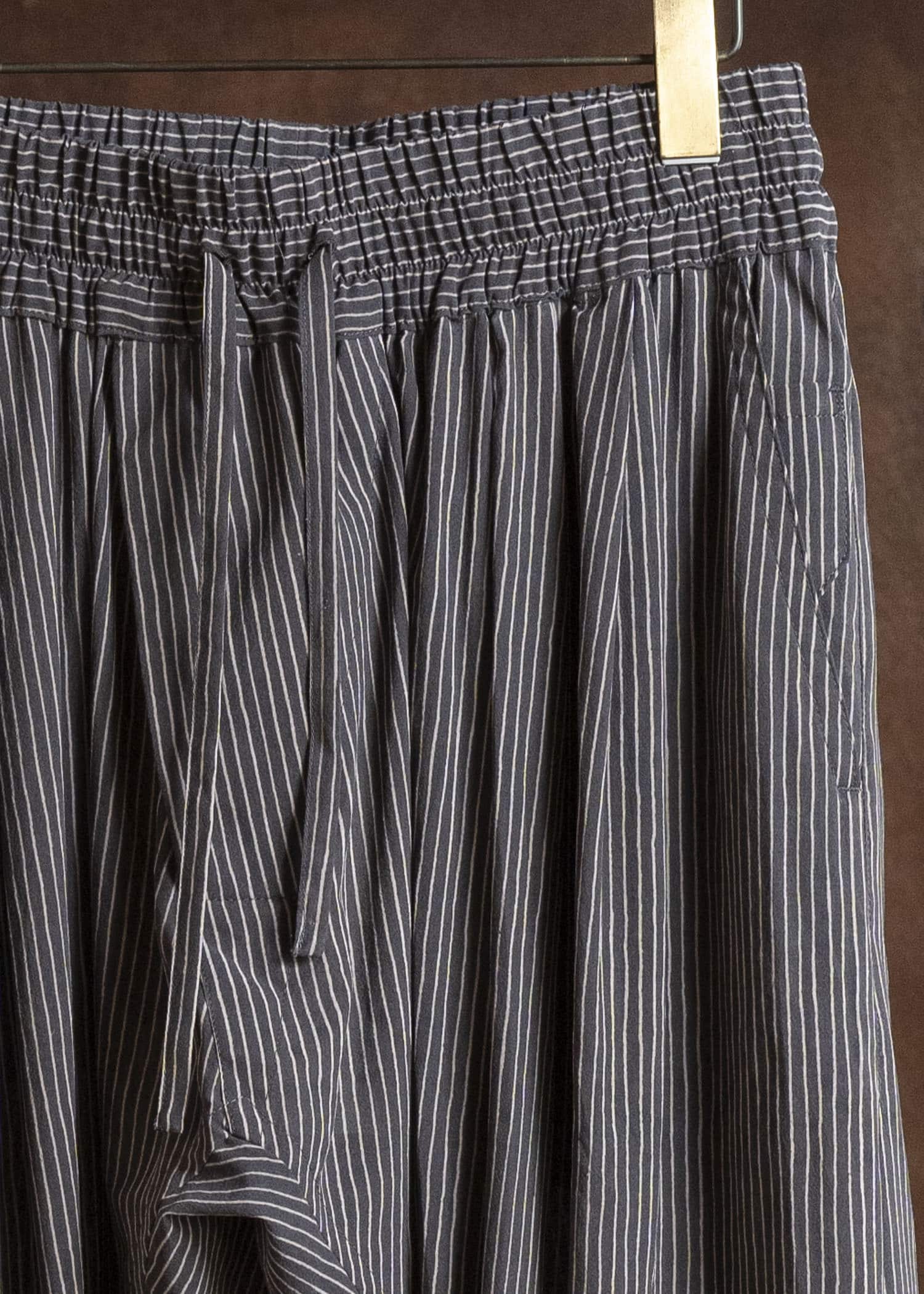 JAN-JAN VAN ESSCHE TROUSERS#91 ELASTIC WAIST TROUSERS | CREPE CO SHIRTING | Gallnut Black