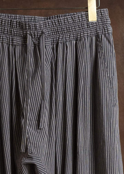 TROUSERS#91 ELASTIC WAIST TROUSERS | CREPE CO SHIRTING | Gallnut Black