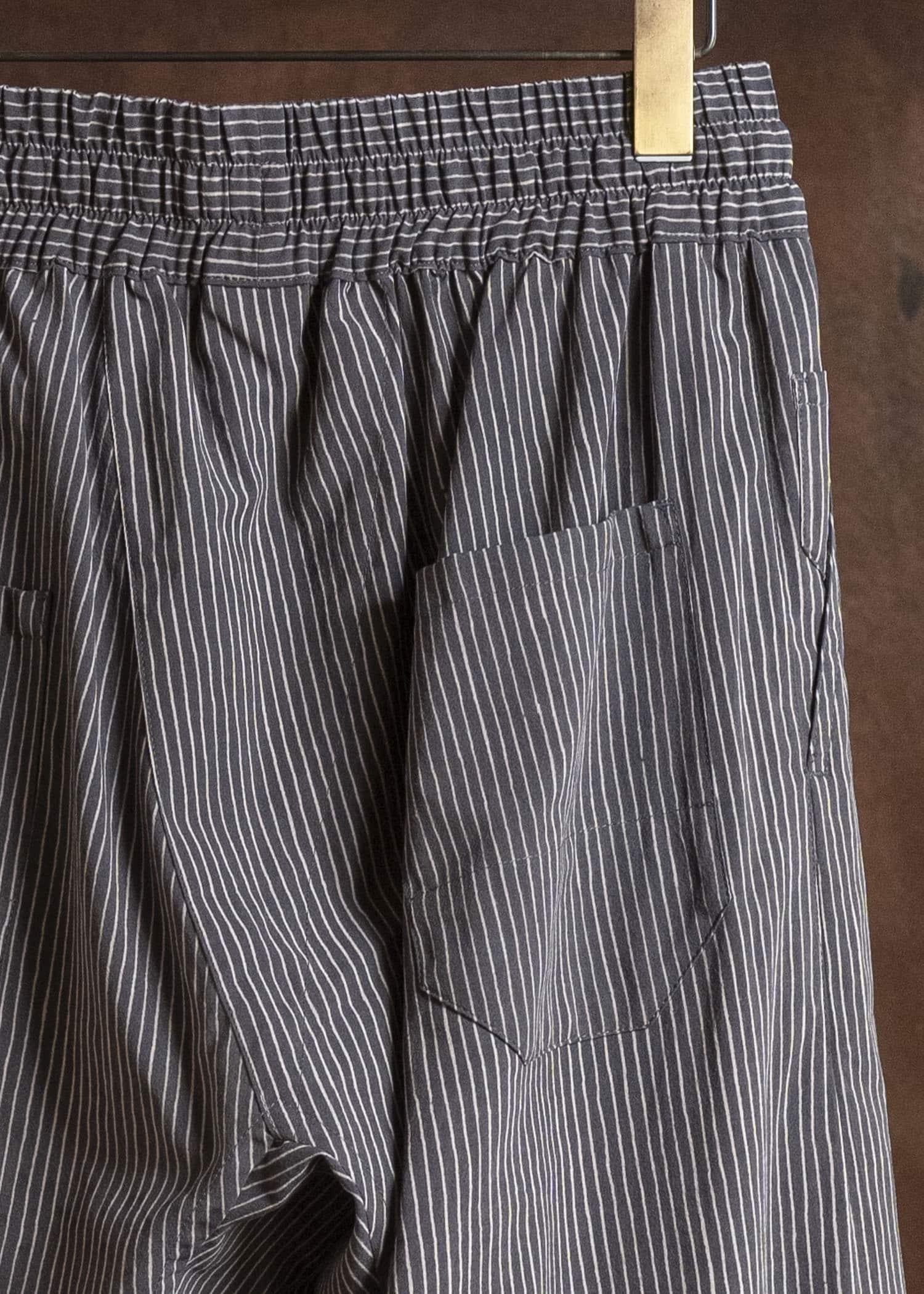 TROUSERS#91 ELASTIC WAIST TROUSERS | CREPE CO SHIRTING | Gallnut Black