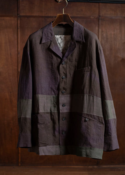 ZIGGY CHEN 0M2510703 Patchwork Shirt Jacket PURPLE BROWN