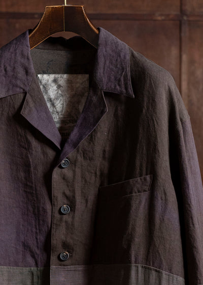 ZIGGY CHEN 0M2510703 Patchwork Shirt Jacket PURPLE BROWN