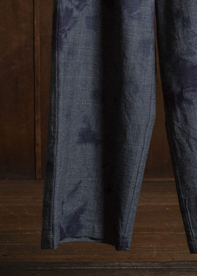 SUZUSAN 5050W-010 Wool Glen Check Drawstring Wide Pants madara sibori 7111 Dark Purple - Dark Grey