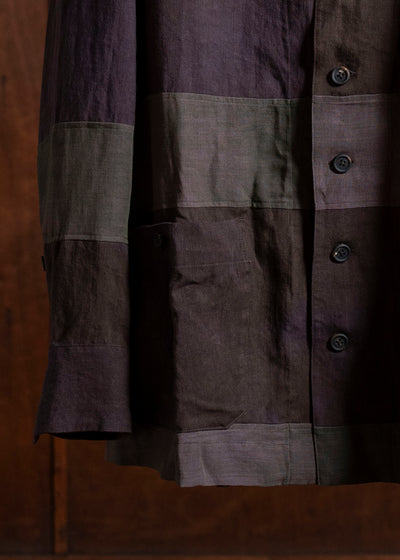 ZIGGY CHEN 0M2510703 Patchwork Shirt Jacket PURPLE BROWN