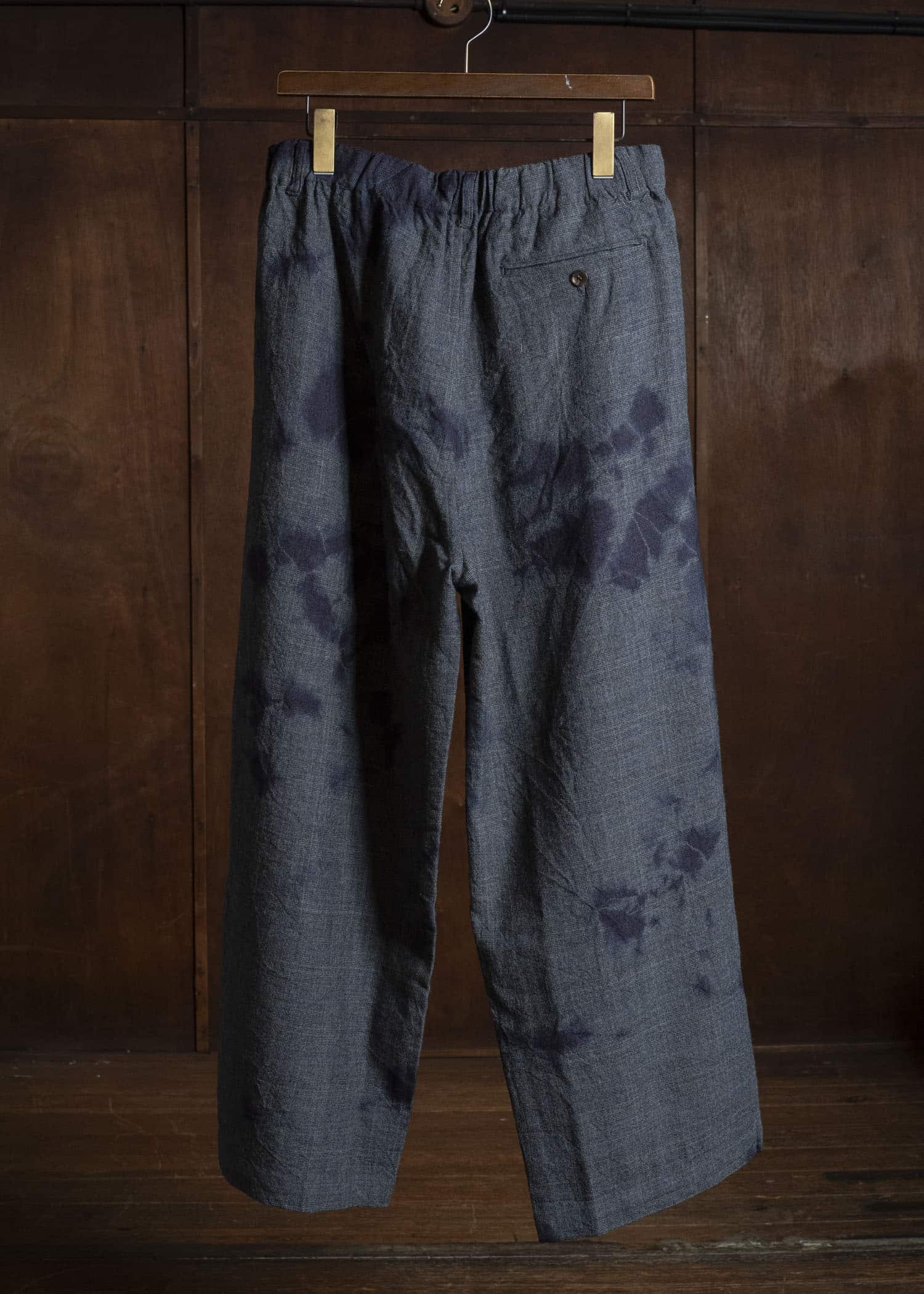 SUZUSAN 5050W-010 Wool Glen Check Drawstring Wide Pants madara sibori 7111 Dark Purple - Dark Grey