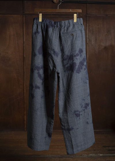 SUZUSAN 5050W-010 Wool Glen Check Drawstring Wide Pants madara sibori 7111 Dark Purple - Dark Grey