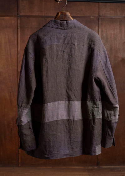 ZIGGY CHEN 0M2510703 Patchwork Shirt Jacket PURPLE BROWN