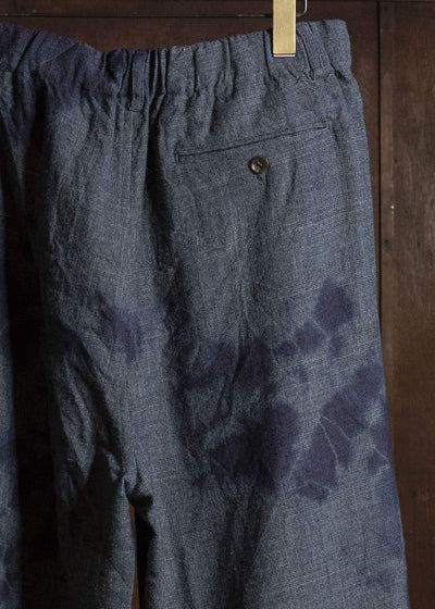 SUZUSAN 5050W-010 Wool Glen Check Drawstring Wide Pants madara sibori 7111 Dark Purple - Dark Grey