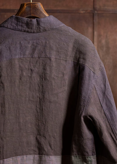 ZIGGY CHEN 0M2510703 Patchwork Shirt Jacket PURPLE BROWN