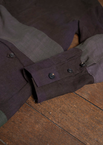 ZIGGY CHEN 0M2510703 Patchwork Shirt Jacket PURPLE BROWN