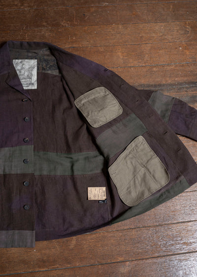 ZIGGY CHEN 0M2510703 Patchwork Shirt Jacket PURPLE BROWN