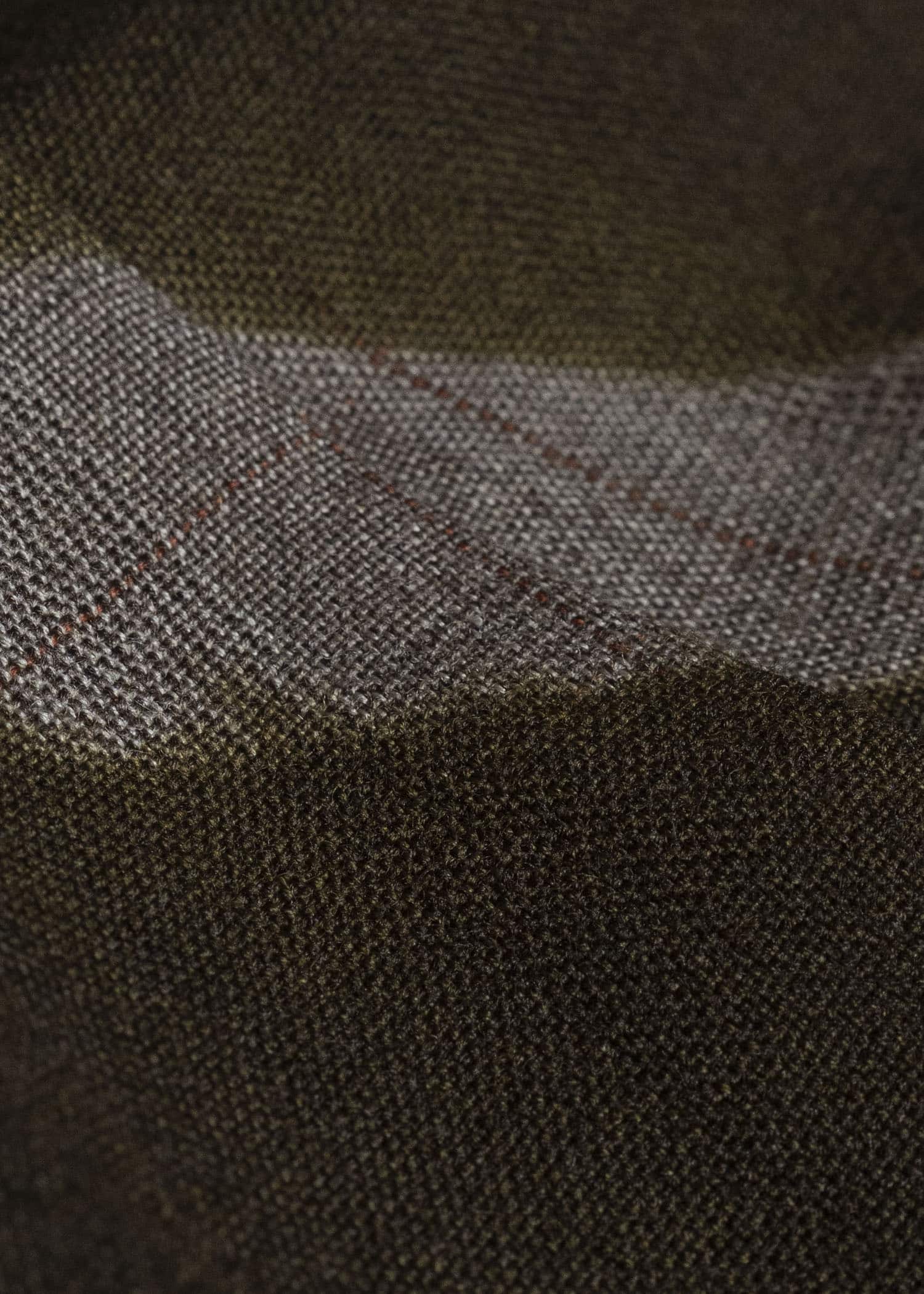 SUZUSAN 5050W-525 Wool Glen Check Drawstring Wide Pants itajime shibori X 8260 Dark Olive - Brown