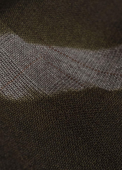 SUZUSAN 5050W-525 Wool Glen Check Drawstring Wide Pants itajime shibori X 8260 Dark Olive - Brown