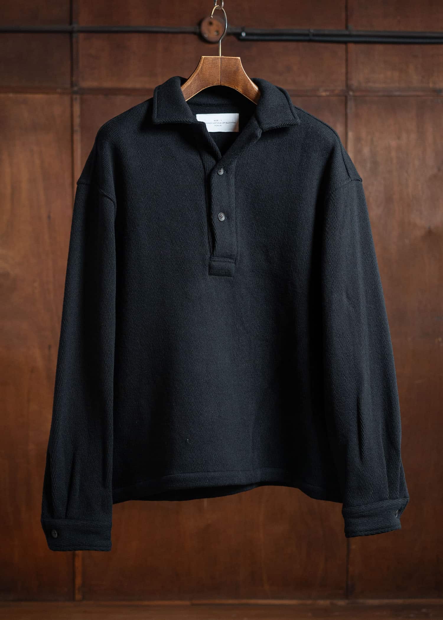 ITOH Herringbone Front Placket Shirt Black IT.024.15.134