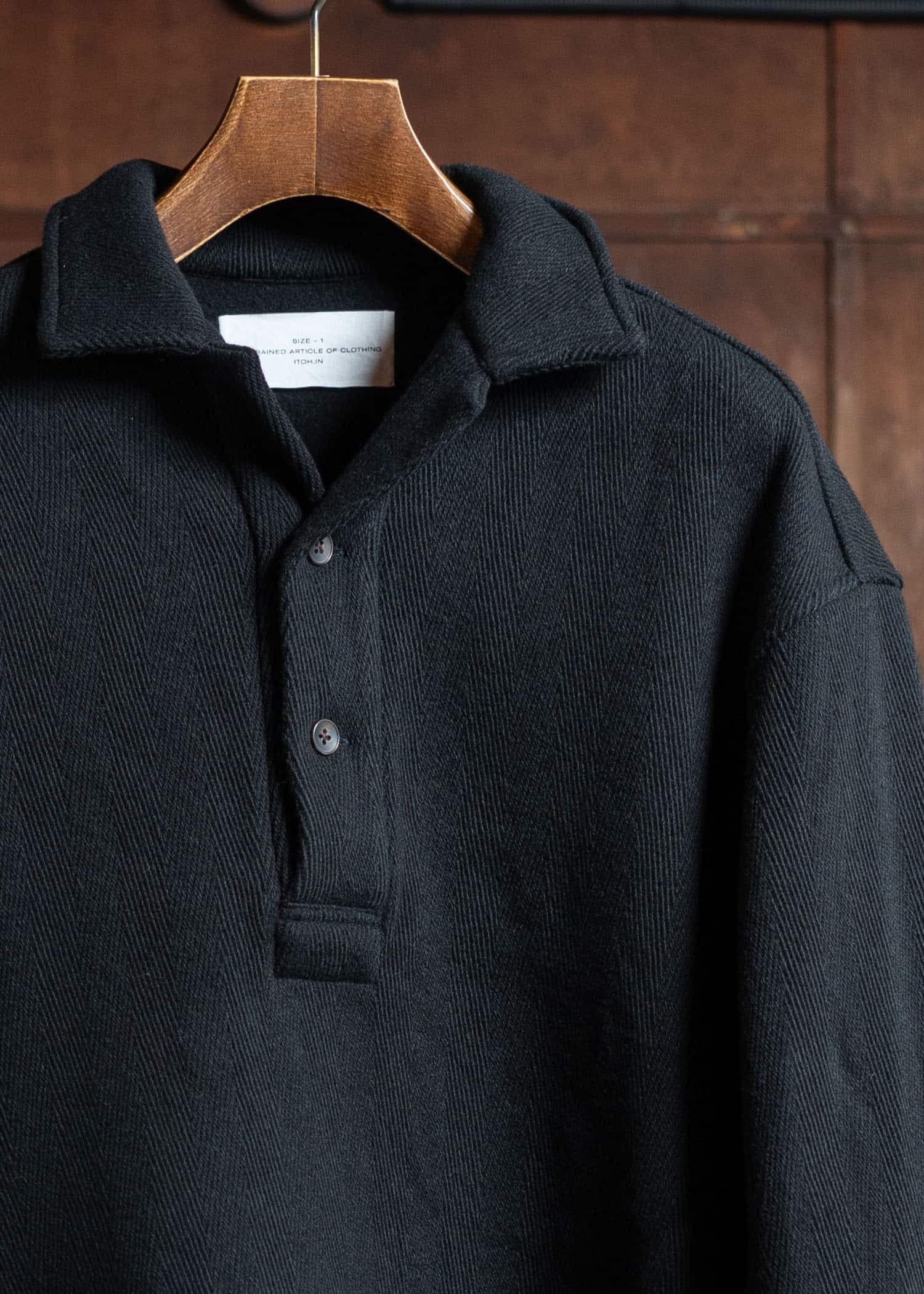 ITOH Herringbone Front Placket Shirt Black IT.024.15.134