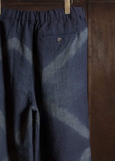 SUZUSAN 5050W-525 Wool Glen Check Drawstring Wide Pants itajime shibori X 7111 Dark Purple - Dark Grey
