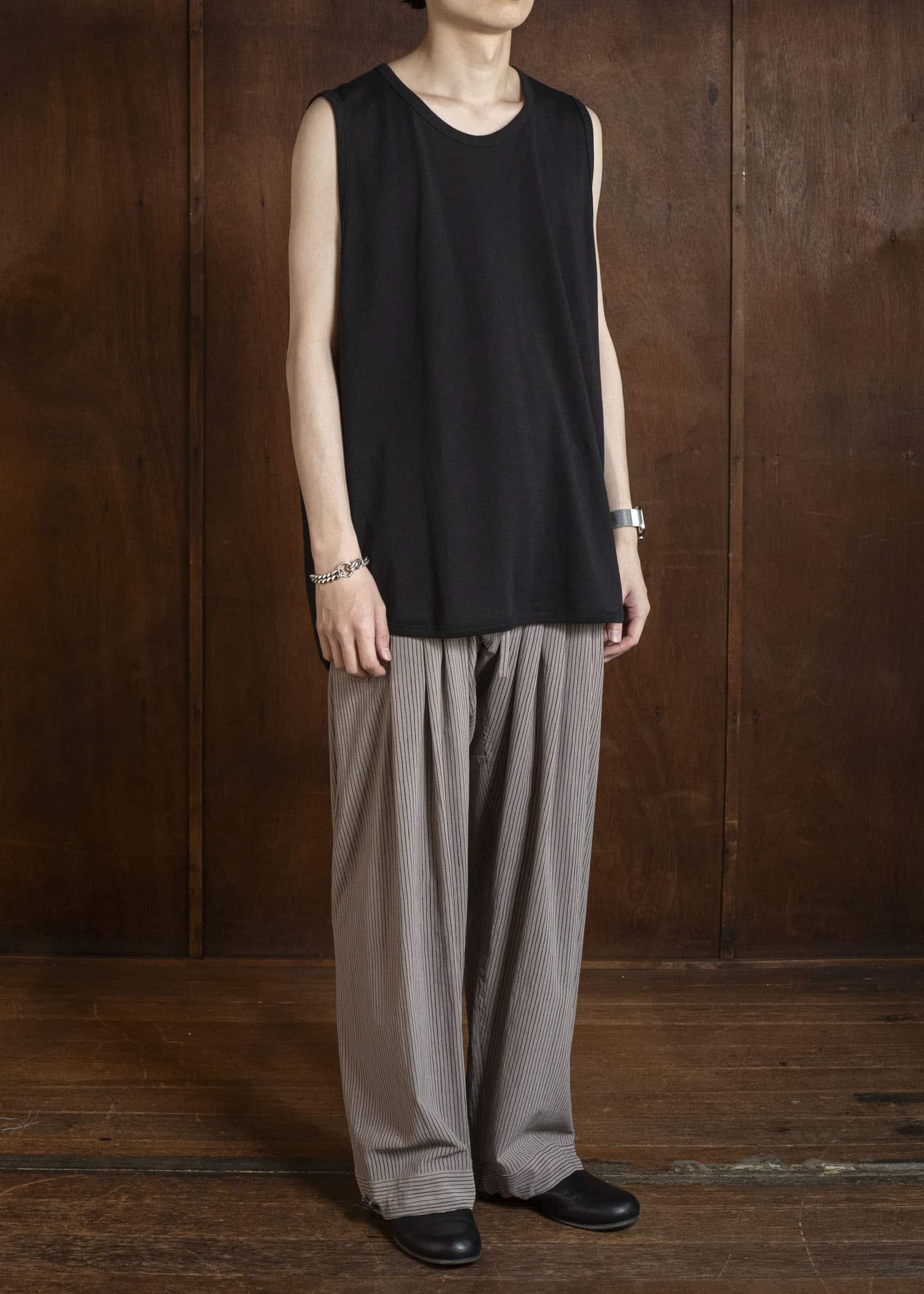 JAN-JAN VAN ESSCHE TANKTOP#16 LOOSE FIT TANK TOP Cotton Paper Jersey | Black