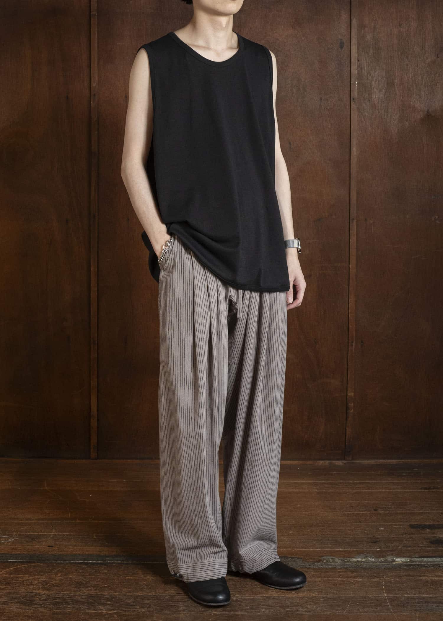 JAN-JAN VAN ESSCHE TANKTOP#16 LOOSE FIT TANK TOP Cotton Paper Jersey | Black