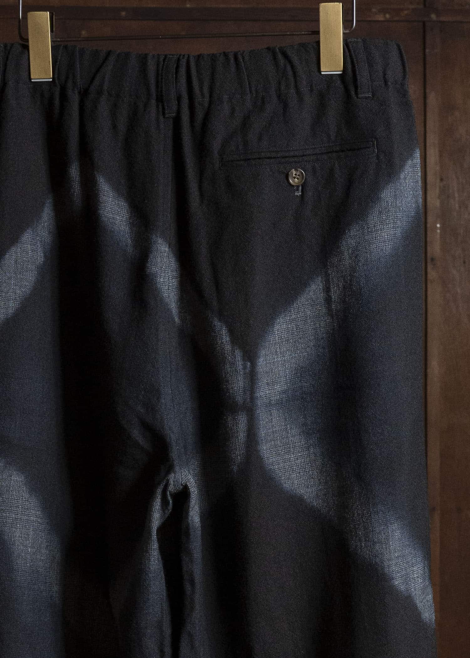 SUZUSAN 5050W-525 Wool Glen Check Drawstring Wide Pants itajime shibori X 1011 Black - Dark Grey