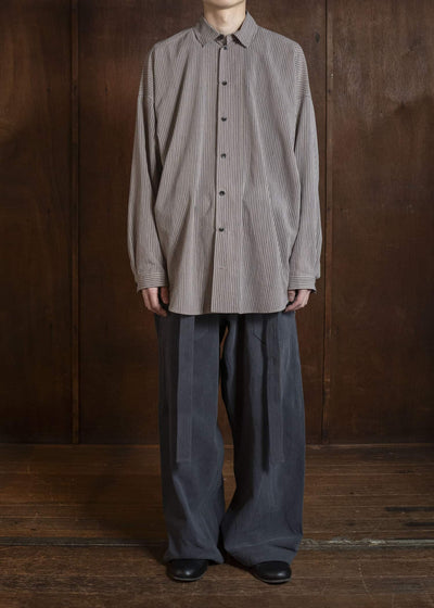 JAN-JAN VAN ESSCHE SHIRT#100 LOOSE DRESS SHIRT WITH CENTER BACK PLEAT Crepe Co Shirting | Madder Beige