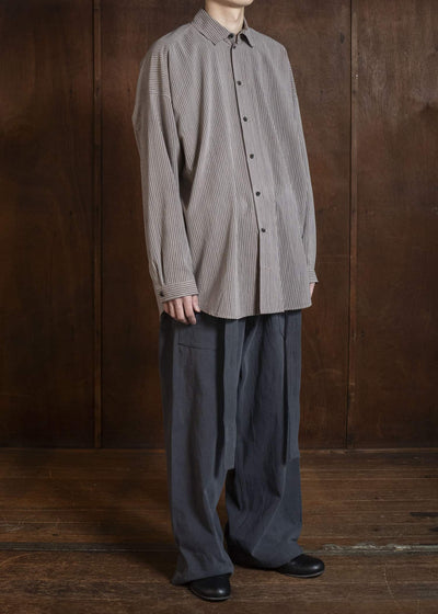 JAN-JAN VAN ESSCHE SHIRT#100 LOOSE DRESS SHIRT WITH CENTER BACK PLEAT Crepe Co Shirting | Madder Beige