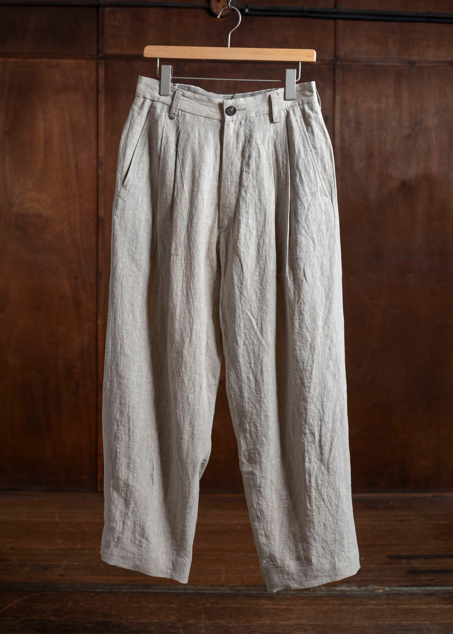 ZIGGY CHEN 0M2510523 Front Pleats Wide Leg Trousers LIGHT GRAY