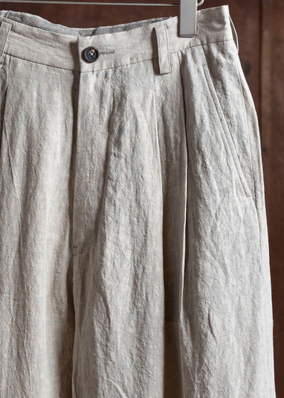 ZIGGY CHEN 0M2510523 Front Pleats Wide Leg Trousers LIGHT GRAY