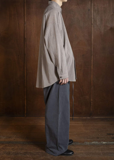 JAN-JAN VAN ESSCHE SHIRT#100 LOOSE DRESS SHIRT WITH CENTER BACK PLEAT Crepe Co Shirting | Madder Beige