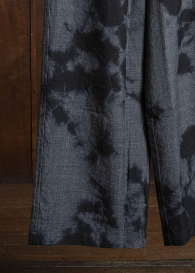 SUZUSAN 5050W-010 Wool Glen Check Drawstring Wide Pants madara sibori 1011 Black - Dark Grey