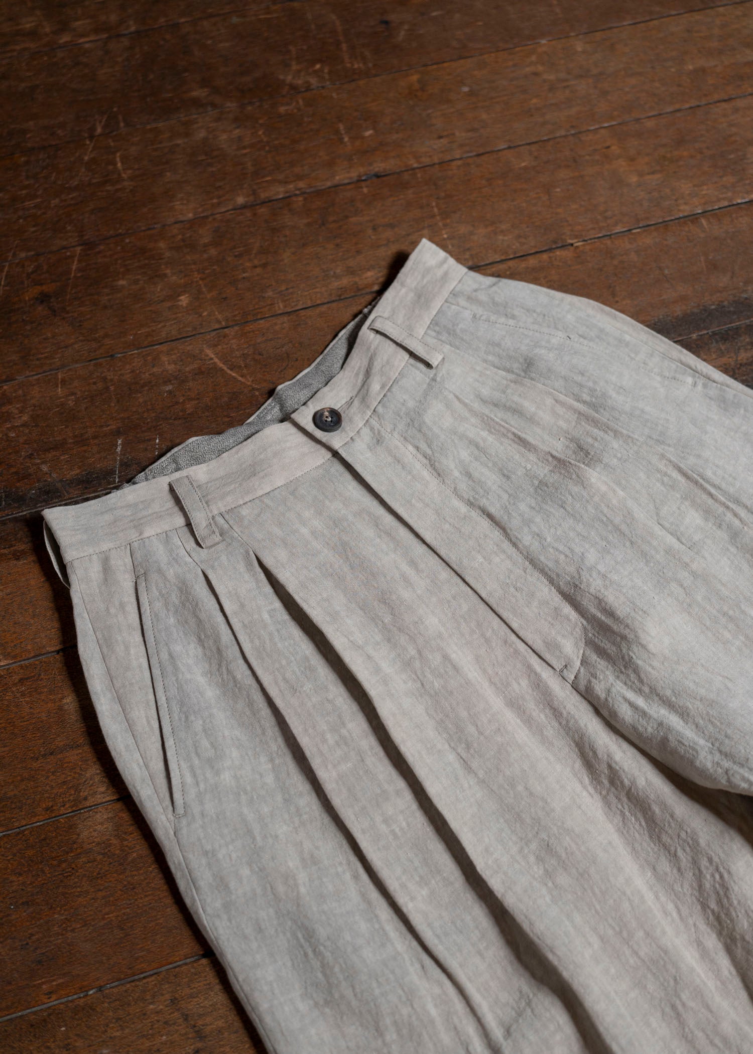ZIGGY CHEN 0M2510523 Front Pleats Wide Leg Trousers LIGHT GRAY