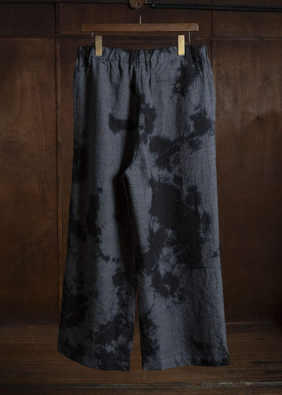 SUZUSAN 5050W-010 Wool Glen Check Drawstring Wide Pants madara sibori 1011 Black - Dark Grey