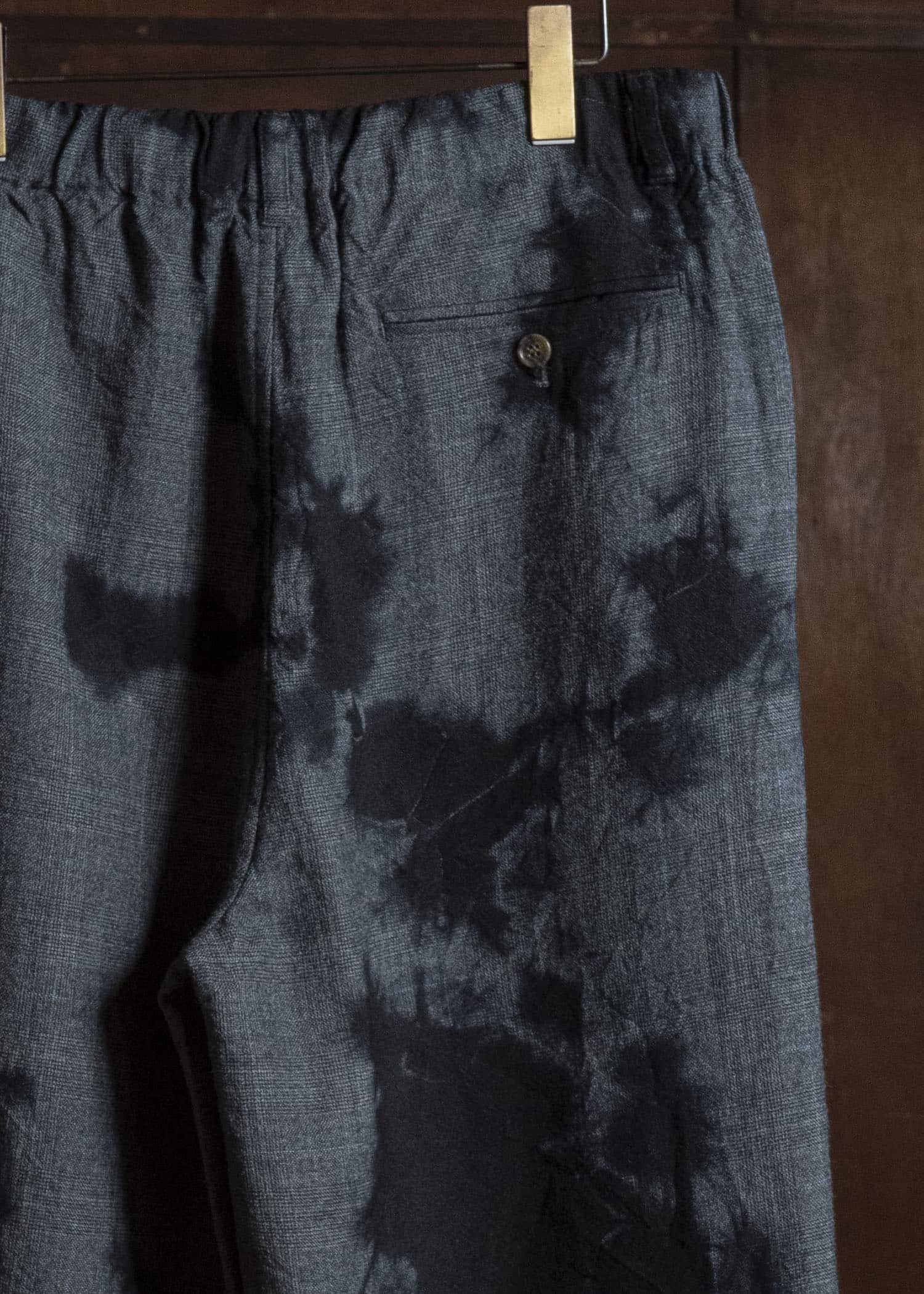 SUZUSAN 5050W-010 Wool Glen Check Drawstring Wide Pants madara sibori 1011 Black - Dark Grey