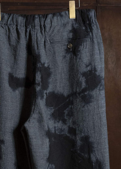 SUZUSAN 5050W-010 Wool Glen Check Drawstring Wide Pants madara sibori 1011 Black - Dark Grey