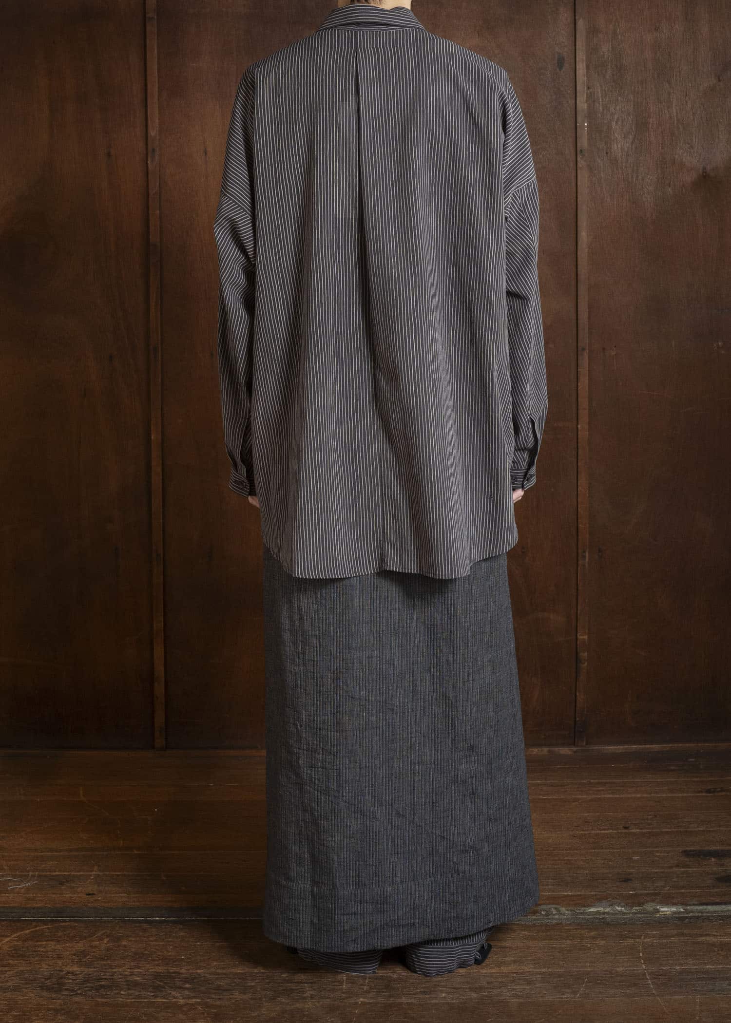 JAN-JAN VAN ESSCHE SKIRT#2 SKIRTS | HEMP CLOTH | Dark Grey Striped