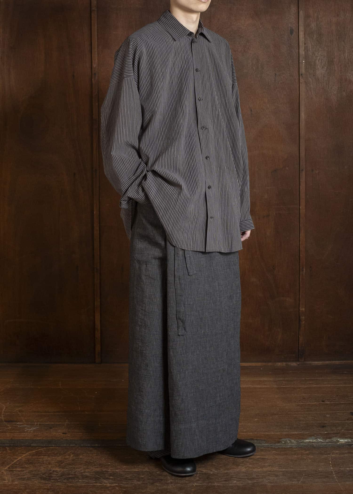 JAN-JAN VAN ESSCHE SKIRT#2 SKIRTS | HEMP CLOTH | Dark Grey Striped