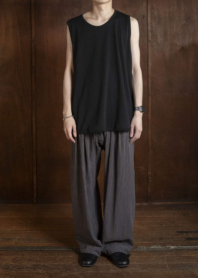 JAN-JAN VAN ESSCHE TROUSERS#91 ELASTIC WAIST TROUSERS | CREPE CO SHIRTING | Gallnut Black