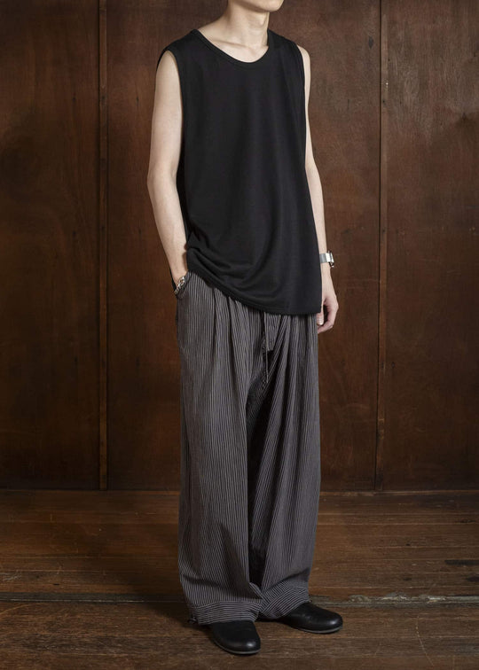 TROUSERS#91 ELASTIC WAIST TROUSERS | CREPE CO SHIRTING | Gallnut Black