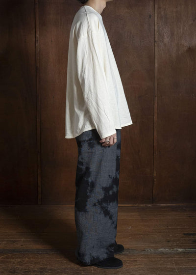 SUZUSAN 5050W-010 Wool Glen Check Drawstring Wide Pants madara sibori 7111 Dark Purple - Dark Grey