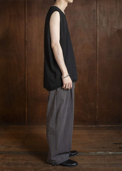 TROUSERS#91 ELASTIC WAIST TROUSERS | CREPE CO SHIRTING | Gallnut Black